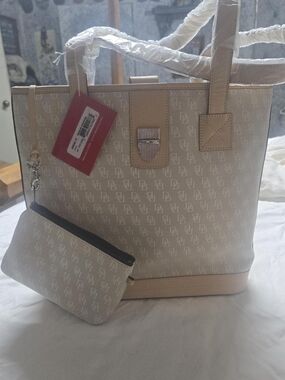 Dooney & Bourke Beige Logo Tote with Removable Pouch